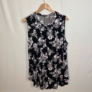 Sleeveless Black Floral Tank Top Lane Bryant size 22/24